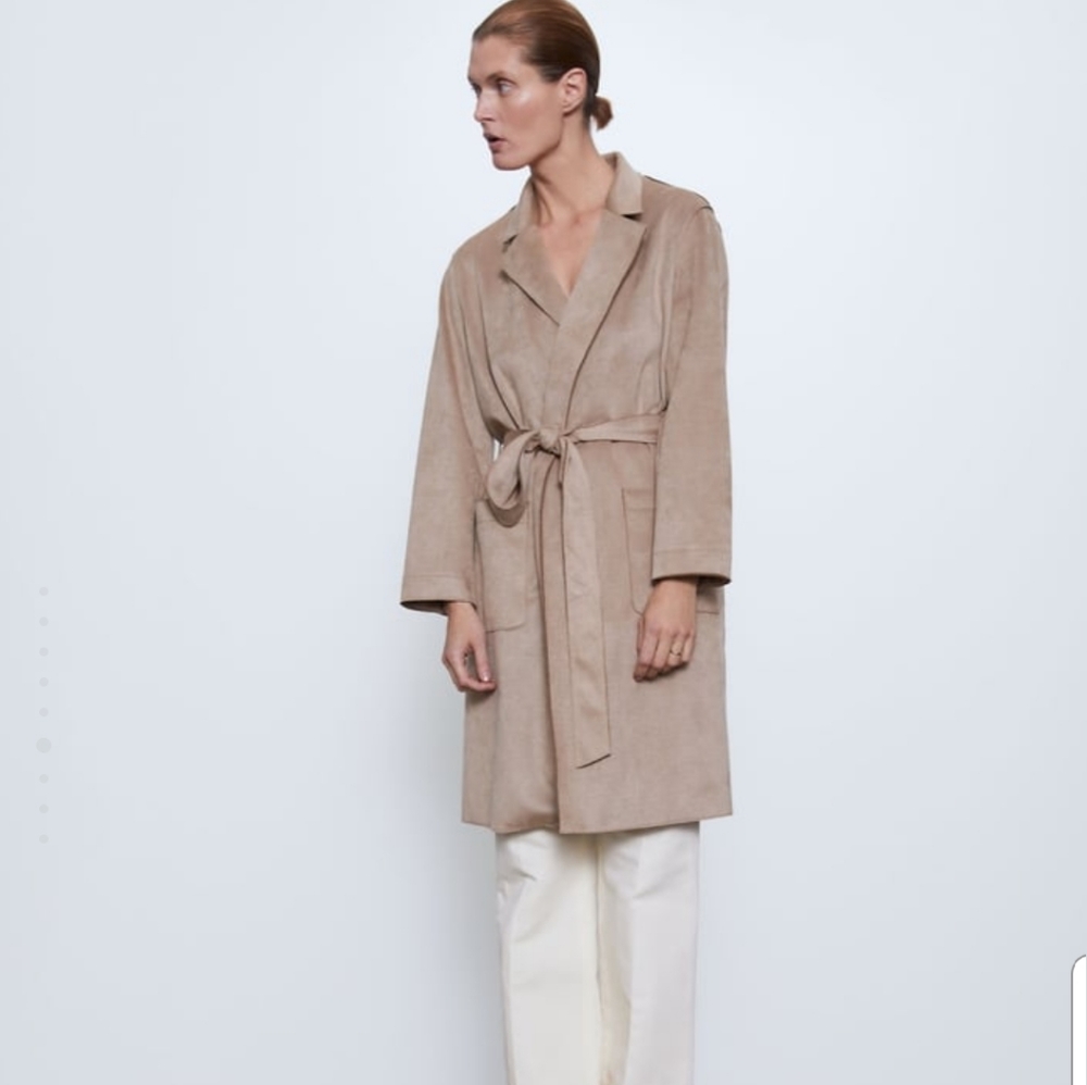 ZARA Faux Suede Jacket Sz M - Picture 1 of 8